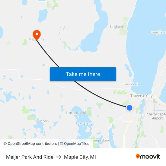 Meijer Park And Ride to Maple City, MI map
