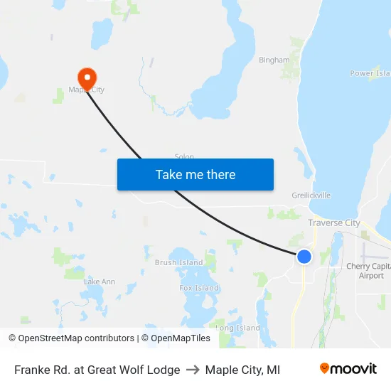 Franke Rd. at Great Wolf Lodge to Maple City, MI map