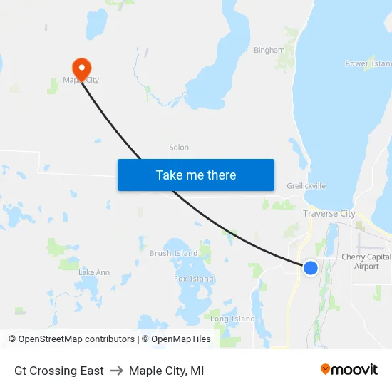 Gt Crossing East to Maple City, MI map