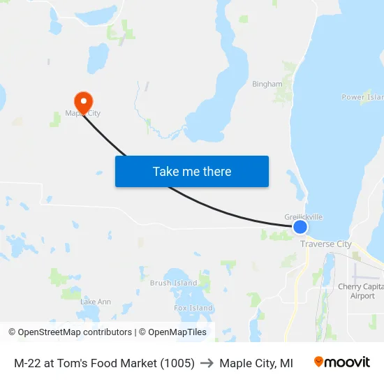 M-22 at Tom's Food Market (1005) to Maple City, MI map
