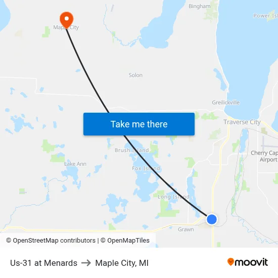 Us-31 at Menards to Maple City, MI map