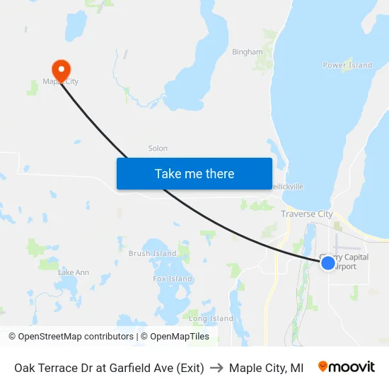 Oak Terrace Dr at Garfield Ave (Exit) to Maple City, MI map