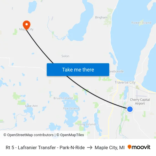 Rt 5 - Lafranier Transfer - Park-N-Ride to Maple City, MI map