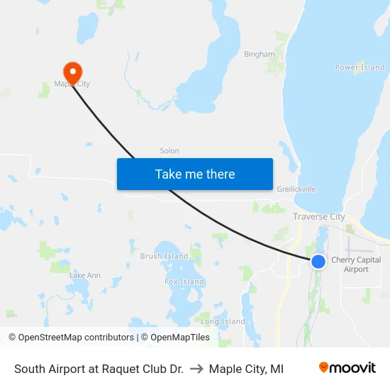 South Airport at Raquet Club Dr. to Maple City, MI map