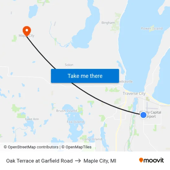 Oak Terrace at Garfield Road to Maple City, MI map