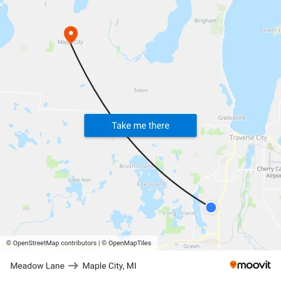 Meadow Lane to Maple City, MI map