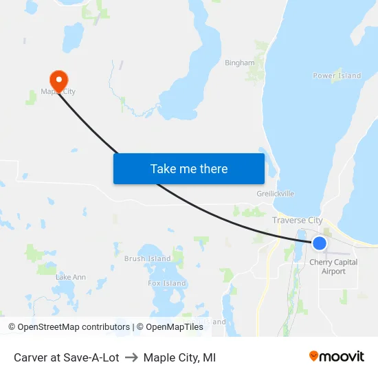 Carver at Save-A-Lot to Maple City, MI map