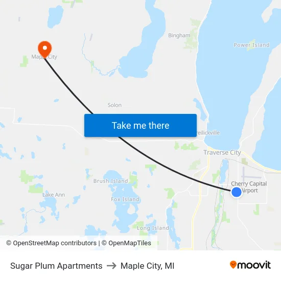 Sugar Plum Apartments to Maple City, MI map