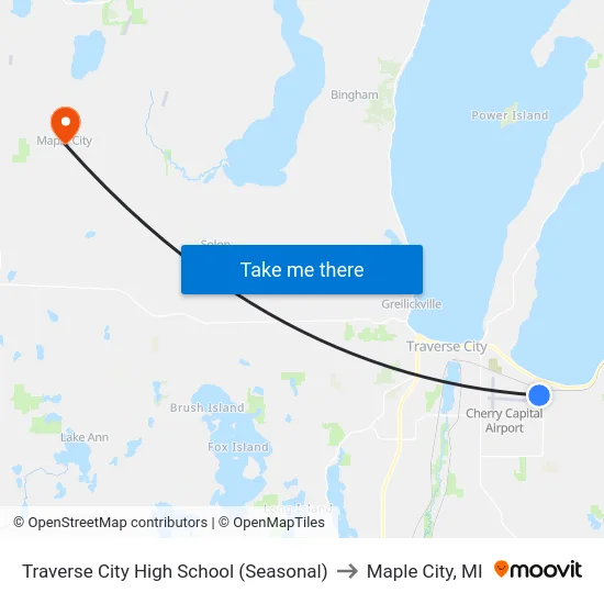 Traverse City High School (Seasonal) to Maple City, MI map