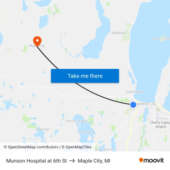 Munson Hospital at 6th St to Maple City, MI map