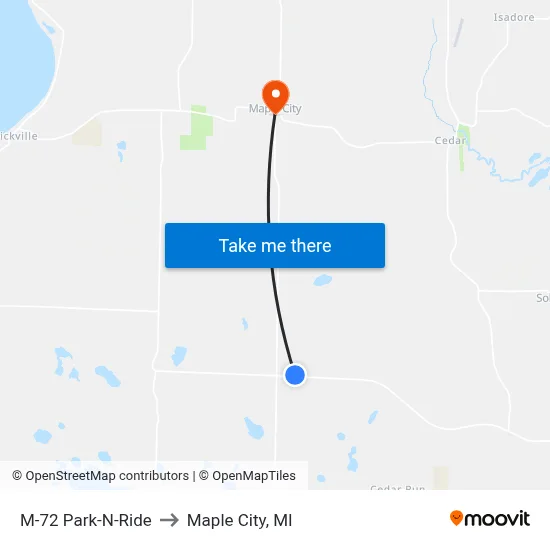 M-72 Park-N-Ride to Maple City, MI map