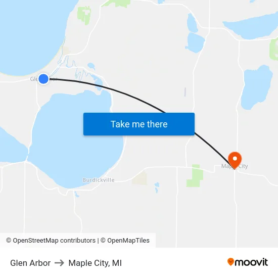 Glen Arbor to Maple City, MI map