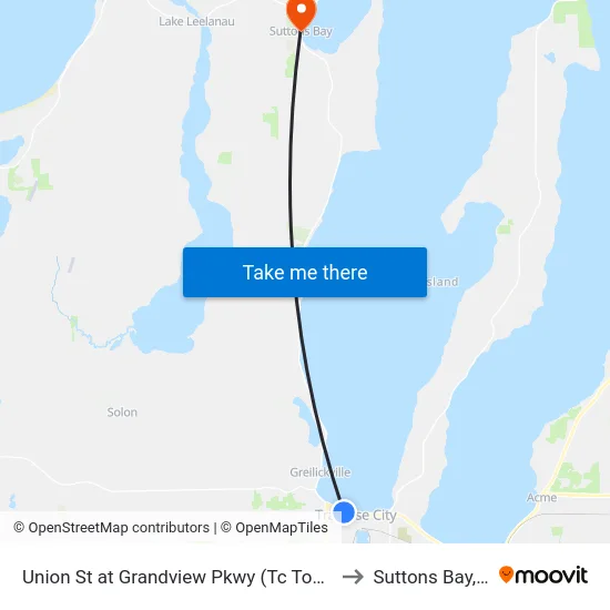 Union St at Grandview Pkwy (Tc Tourism) to Suttons Bay, MI map