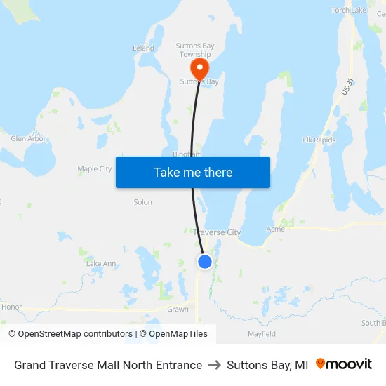 Grand Traverse Mall North Entrance to Suttons Bay, MI map