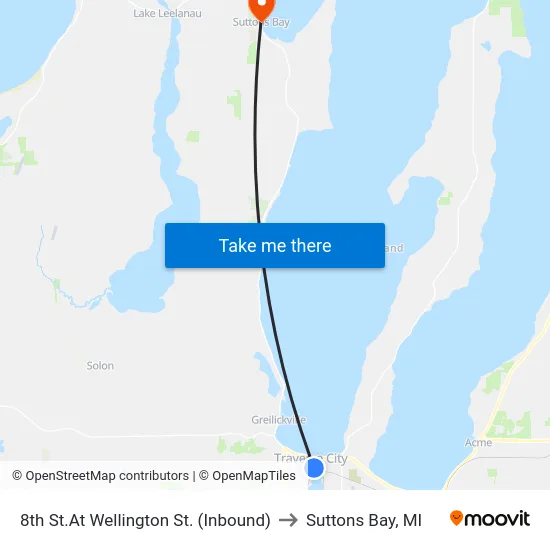 8th St.At Wellington St. (Inbound) to Suttons Bay, MI map