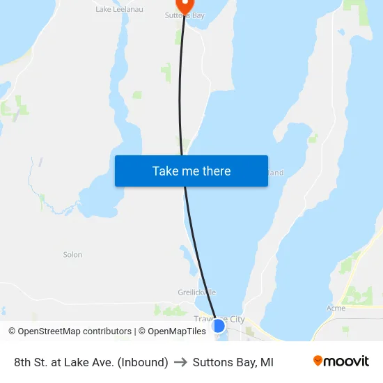 8th St. at Lake Ave. (Inbound) to Suttons Bay, MI map