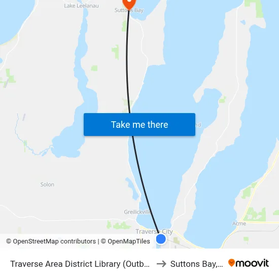 Traverse Area District Library (Outbound) to Suttons Bay, MI map