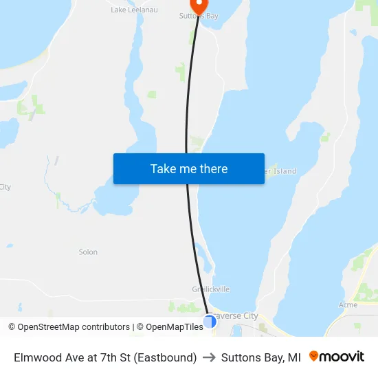 Elmwood Ave at 7th St (Eastbound) to Suttons Bay, MI map