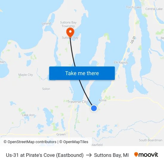 Us-31 at Pirate's Cove (Eastbound) to Suttons Bay, MI map
