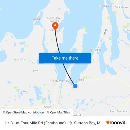 Us-31 at Four Mile Rd (Eastbound) to Suttons Bay, MI map