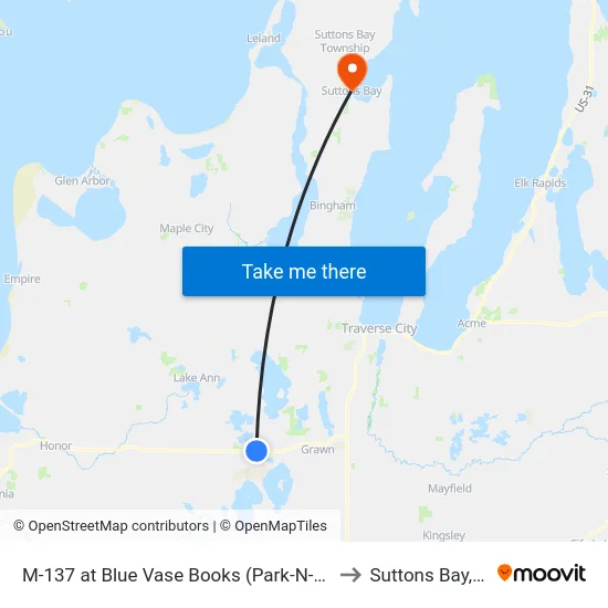M-137 at Blue Vase Books (Park-N-Ride) to Suttons Bay, MI map