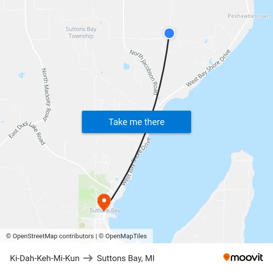 Ki-Dah-Keh-Mi-Kun to Suttons Bay, MI map