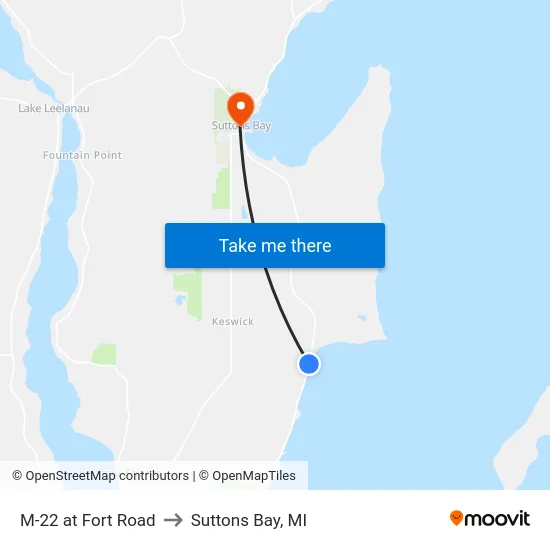 M-22 at Fort Road to Suttons Bay, MI map