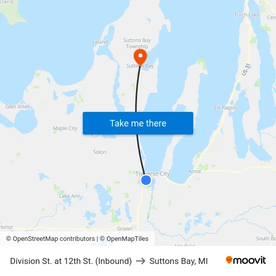 Division St. at 12th St. (Inbound) to Suttons Bay, MI map