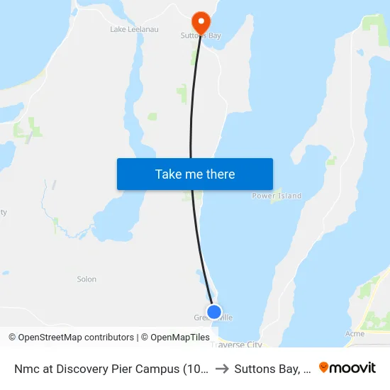 Nmc at Discovery Pier Campus (1004) to Suttons Bay, MI map