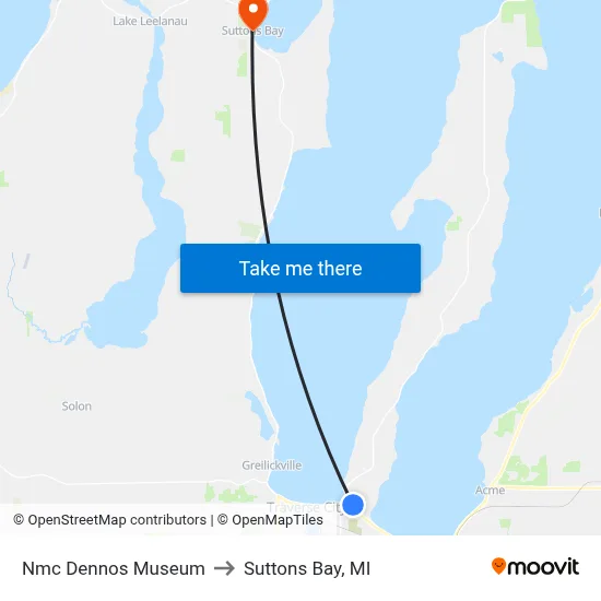 Nmc Dennos Museum to Suttons Bay, MI map