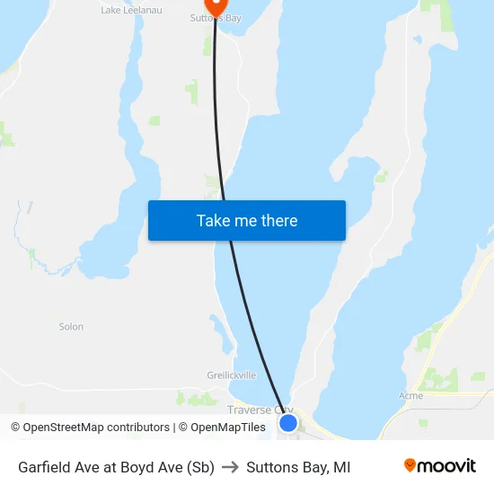 Garfield Ave at Boyd Ave (Sb) to Suttons Bay, MI map