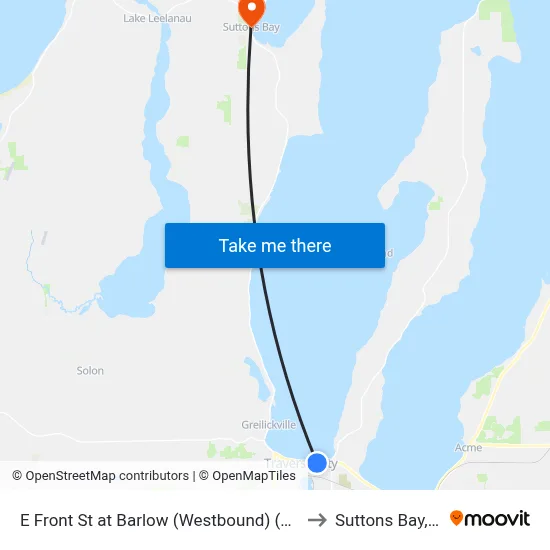 E Front St at Barlow (Westbound) (9290) to Suttons Bay, MI map