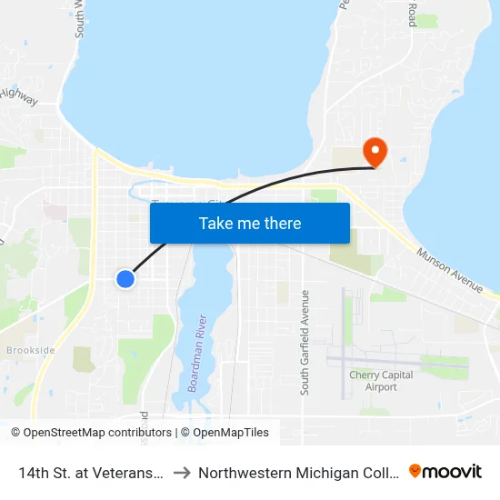 14th St. at Veterans Dr. to Northwestern Michigan College map