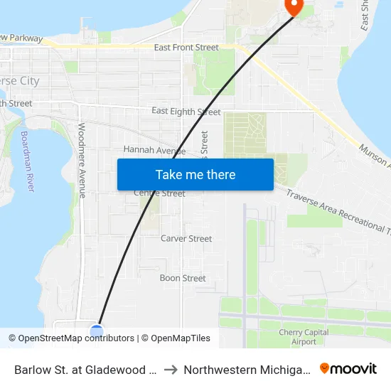 Barlow St. at Gladewood (Inbound) to Northwestern Michigan College map