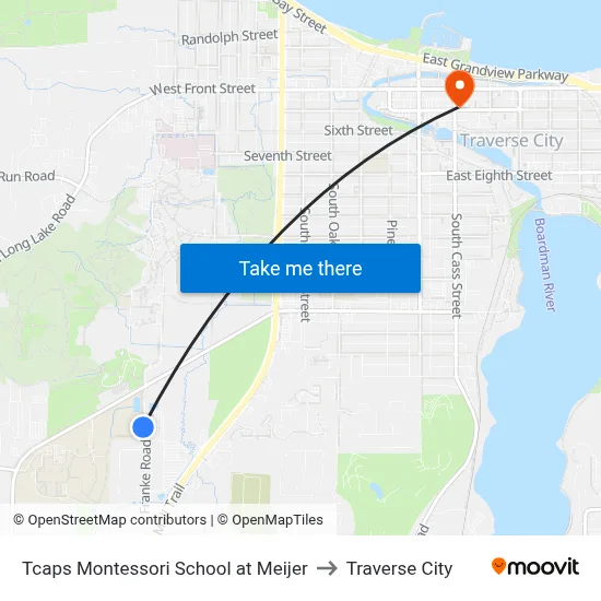 Tcaps Montessori School at Meijer to Traverse City map