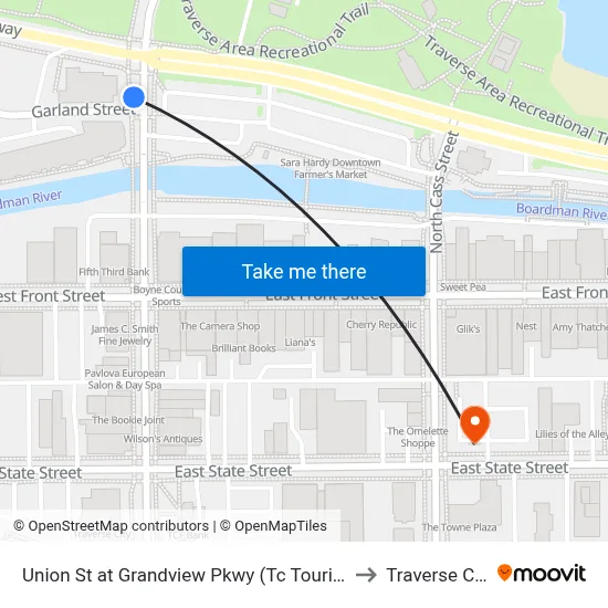 Union St at Grandview Pkwy (Tc Tourism) to Traverse City map