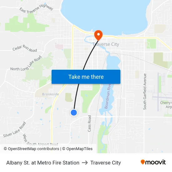 Albany St. at Metro Fire Station to Traverse City map