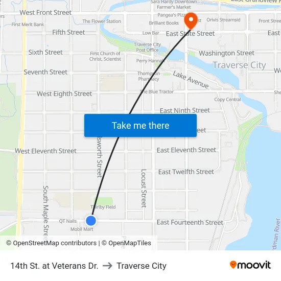 14th St. at Veterans Dr. to Traverse City map