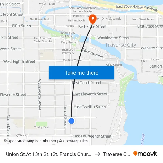 Union St.At 13th St. (St. Francis Church) to Traverse City map