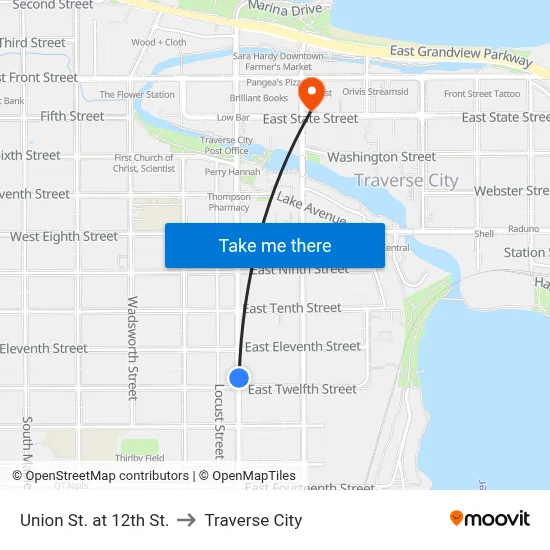 Union St. at 12th St. to Traverse City map
