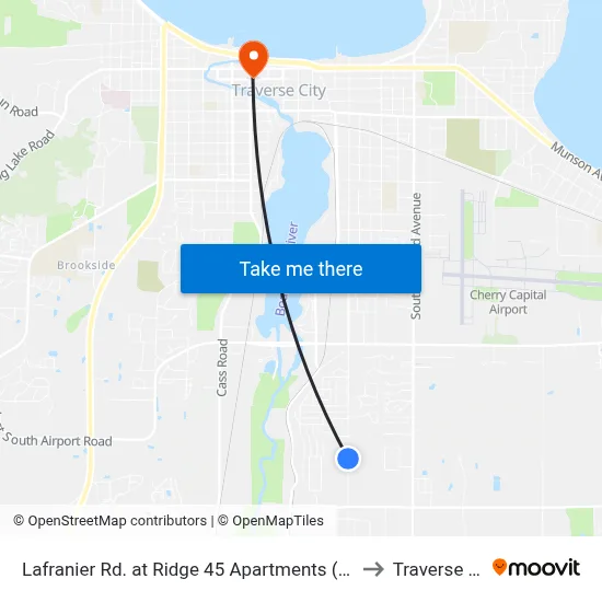 Lafranier Rd. at Ridge 45 Apartments (Inbound) to Traverse City map