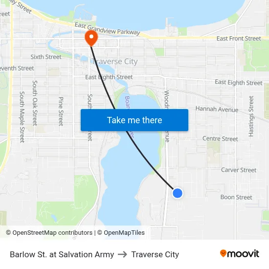 Barlow St. at Salvation Army to Traverse City map