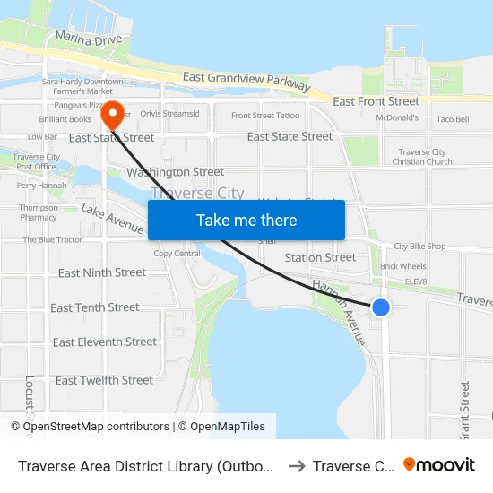 Traverse Area District Library (Outbound) to Traverse City map