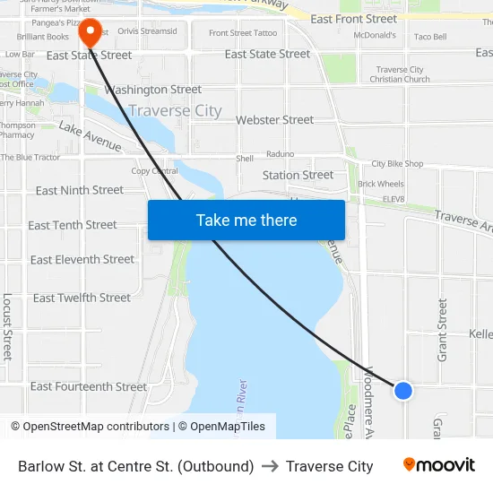 Barlow St. at Centre St. (Outbound) to Traverse City map