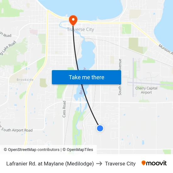 Lafranier Rd. at Maylane (Medilodge) to Traverse City map