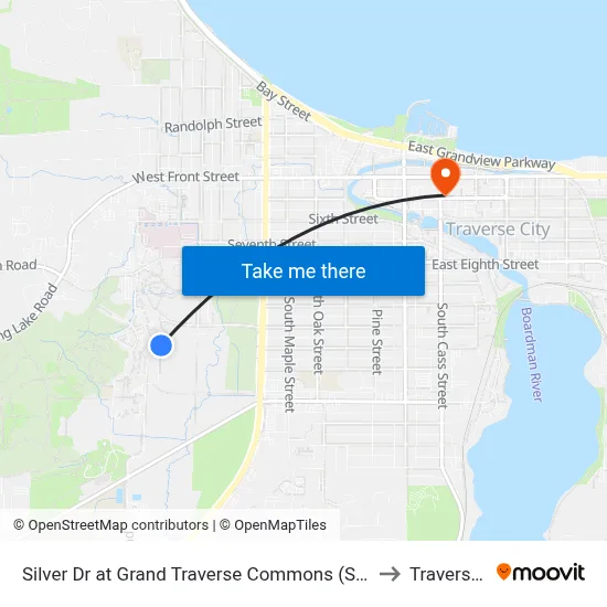 Silver Dr at Grand Traverse Commons (Stella - Eastbound) to Traverse City map