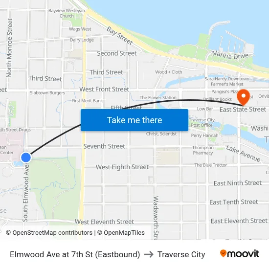 Elmwood Ave at 7th St (Eastbound) to Traverse City map