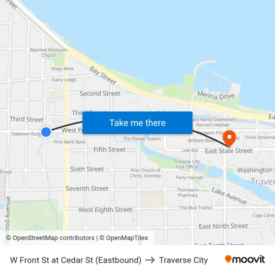 W Front St at Cedar St (Eastbound) to Traverse City map