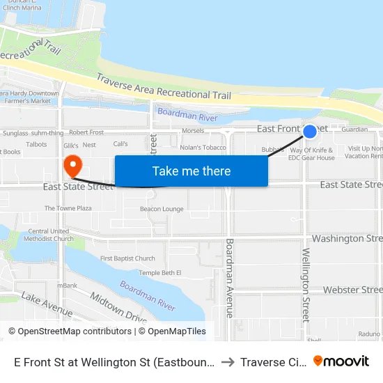 E Front St at Wellington St (Eastbound) to Traverse City map