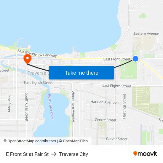 E Front St at Fair St to Traverse City map